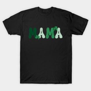 "MAMA" St. Patrick's Day Retro Letters Shamrocks T-Shirt